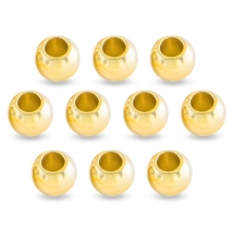 Koraliki Eco Mosiądz Okrągłe, Pozłacane 18K, 3mm, Otwór 1mm, 20szt (13WB19014)