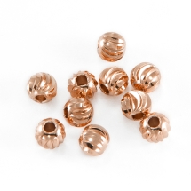 Koraliki Mosiądz, Powłoka Odporna, Różowe Złoto, Ryflowany, 5x4mm, 10szt (13WB19031)