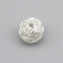 Koraliki Mosiądz i Cyrkonia, Filigran, Okrągły, 10mm, Kolor: Srebrny, 1szt (13WB19068)