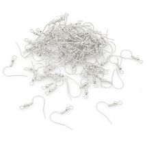 Bigle Otwarte z Kulką, Żelazne, do kolczyków, Platyna, 18x0.8mm, Otwór 2mm, 100szt (13WB19087)