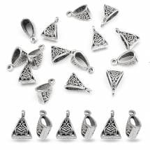 Бейл в Тибетському Стилі, Трикутний, Біжутерний сплав, Античне Срібло, 15.5х10х7мм, Отвір 2мм, (Q5WB1628)