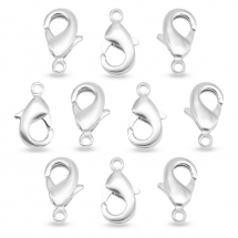 Zapięcie Karabińczyk-Lobster Eco Mosiądz, Kolor: Srebrny, 12x7x3mm, Otwór 1mm, 10szt (13WB16084)