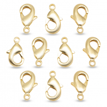 Zapięcie Karabińczyk-Lobster Eco Mosiądz, Kolor: Złoty, 12x7x3mm, Otwór 1mm, 10szt (13WB16090)