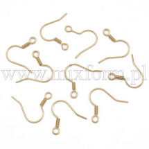 Bigle Hak, Stal Nierdzewna, do kolczyków, Pozłacane 18K, 17x17-20mm, Otwór 2mm, 10 szt (13WB20979)