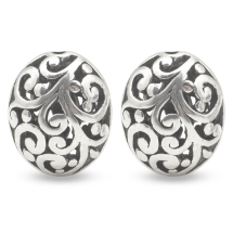 Koraliki Tibetan Styl, Oval, Filigranowe Puste, 16x13.5x9.5mm, Kolor: Antyczny Srebrny, 2szt (13WB21000)