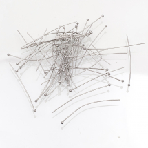 Szpilki z Kulką, Mosiądz, Platyna, 70x0.6mm, kulka 1.5mm, 30 szt (13WB18164)