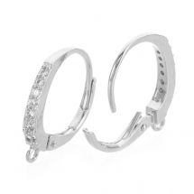 Haczyki Zapięcie Angielskie, Baza Kolczyka, Mosiądz i Dzety, Posrebrzane, 17x14x2mm, Pin 0.7mm, 2szt (13WB18169)