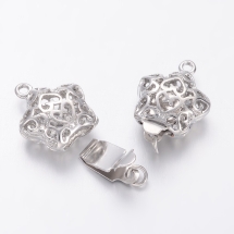 Zapięcie Pudełkowe, Gwiazda, Mosiądz do Biżuterii, Platyna, 18x12x6mm, 2szt, (13WB12368)