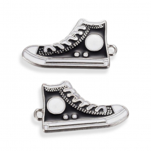 Підвіска Кулон Кеди зі Сплаву з Чорною Емаллю, 30x17x2мм, Отвір 1.5мм, (13WB17979)