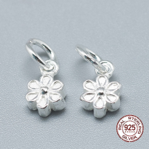 Srebro 925 Zawieszka Wisiorek, Charms, Kwiat z Kółkiem, 8x5x3mm, Otwór: 4mm, 1szt (13WB21572)