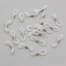 Тримачі для Очок, Петлі для Очок, Силіконові, з металевою фурнітурою, Колір: Платина, 18 ~ 20x5 ~ 6мм, Отвір 2мм, (13WB21600)