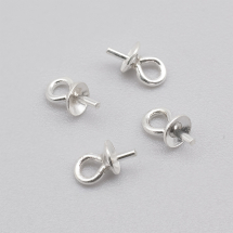 Srebro 925, Uchwyt z Nakladką, pod Koralik z Półotworem, 7x3mm, Pin 0.6mm, Otwór 1.5mm, 4szt (13WB21205)