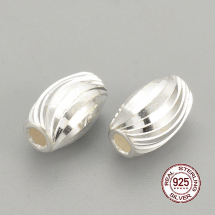 Srebro 925 Koraliki Owalne, 7x4mm, Otwór 1.5mm, 2szt (13WB21393)