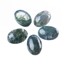 Кабошони Натуральний Мохової Агат, Овальні, 14х10х5мм (13WB23169)