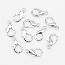 Zapięcia Karabińczyki-Lobster, Metal, 21x12mm, otwór 2mm, Kolor: Platynowy, 10szt (5WB7898)