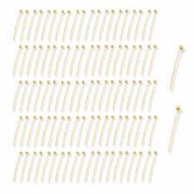 Szpilki z Kulką, Mosiądz, Złoty, 25x0.5mm, Kulka 2mm, 100 szt (13WB17714)