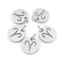 Підвіска, 304 Нержавіюча Сталь, Кругла Плоска, Знак Сузір'я/Зодіаку Овен, Колір: Нержавіюча Сталь, Розмір: 12х1мм, Отвір 3мм, (13WB23764)