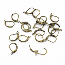 Haczyki Zapięcie Angielskie, Baza Kolczyka, Mosiądz, 15x10mm, Otwór 1mm, Kolor: Bronze, 20szt (Q6WB477)