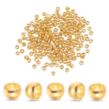 Koraliki Zaciskowe, Stopery, do Rękodzieła i Biżuterii, Mosiężne, Złoty, 2x1.2mm, 395szt/5g (Q6WB582)
