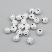 Koraliki Teksturowany, Gwiezdny Pył, Mosiądz, Okrągłe, 8mm, Otwór: 1.5mm, Kolor Srebrny, 20szt (5WB6696)