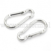 Застібка Карабін, для брелок і Ключів, Алюміній, Срібло, 50x24x4мм, (14WB5858)