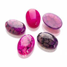 Кабошони Натуральний Агат Вени Дракона, Пофарбовані, Овальні, Темно-рожевий, 24.5x17x6мм (13WB22367)