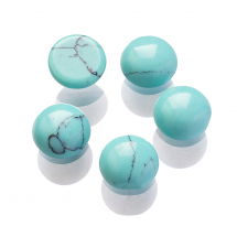 Кабошони Синтетична Бірюза Напівкруглі, Бірюзовий, 8х4мм, (13WB22380)