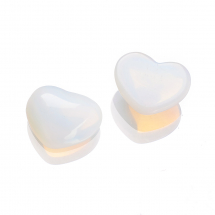 Кабошони Синтетичний Опаліт Серце, Білий, 15х18х6мм, (13WB22387)