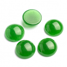 Kaboszony Naturalny Kamień Biały Jadeit, Okrągłe, Ciemnozielone, 12x5mm, 5szt (13WB22445)