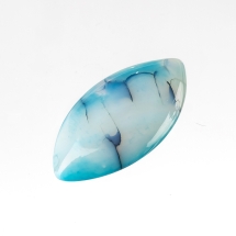 Кабошони Натуральний Агат Вена Дракона, Кінське Око, Стальний Синій, 38-40x19-20x6-7мм, (13WB22531)