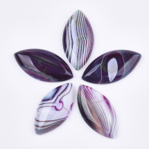 Кабошони Натуральний Бразильський Агат, Кінський Око, Пофарбовані, Колір: Індиго, Розмір: 38-40x19-20x6-7мм (13WB22532)