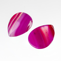 Kaboszony Naturalny Agat Pasiasty, 25x18x6-7mm, Kolor: Fuksja, 2szt (13WB22534)