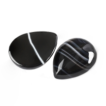 Kaboszony Naturalny Agat Pasiasty, Kropla do Rękodzieła i Biżuterii, Czarny, 25x18x6-7mm, 2szt (13WB22537)