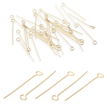 Піни з колечком, Нержавіюча Сталь, Позолота 18К, 25х3мм, Пін: 0.7мм, Отв-тя 1.8мм, (13WB22563)