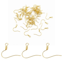 Bigle Otwarte, Mosiężne, Baza do Kolczyków, Haczyki, Złoty, 17mm, 50szt (14WB6762)