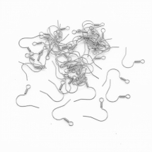 Bigle Hak, Mosiądz, Baza Kolczyka, Kolor: Platyna, 17mm, 50szt (14WB6764)