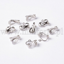 Baza do Klipsów z Pętelką, Mosiężne, Srebrny, 13x6x7mm, 10szt (14WB7560)