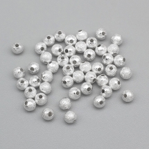 Koraliki Teksturowany, Mosiądz, Okrągłe, Srebrne, 4mm, Otwór 1mm, 50szt (14WB6856)