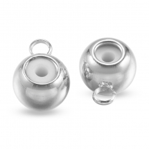 Бейл Бочонок Латунний з Гумкою для Кулонів та Підвісок, Платина, 7х5х3.5мм, Отвір 0.7мм, (13WB26963)