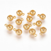 Бейл, Нержавіюча Сталь, Рондель, Колір: Золото, 9х6х4.5мм, Отвір 1.6мм, Внутрішній Діаметр 3мм, (13WB26965)