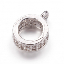 Бейл Круглий, Латунь з Фіанітами, Колір: Платина, 10х7.5х3мм, Діаметр всередині 5мм, Отвір 1мм, (13WB26967)