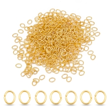 Kółeczka Ogniwka Pojedyncze Otwarte, Żelazne, Owalne, Pozłacany 14K, 5.5x4.3mm, 1140szt/50g (13WB27014)