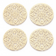 Łącznik Filigranowy, Grawerowany, Stal Nierdzewna, Jasne Złoto, 30x0.3mm, Otwór 1.6mm, 4szt (13WB27078)