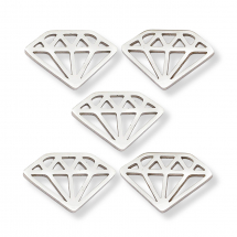 Connector Ażurowy, Stal Nierdzewna, Diament, 12x18x1mm, 5szt (13WB27081)