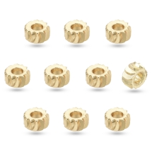 Koraliki Mosiądz, Twist, Pozłacany 18K Złotem, 4x2mm, Otwór 1.6mm, 10szt (13WB27323)
