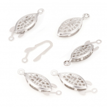 Zapięcie Pudełko, Stal Nierdzewna, Końskie oko, Kolor: Srebrny, 21.5x7x4mm, Otwór 1mm, 5szt (13WB27360)