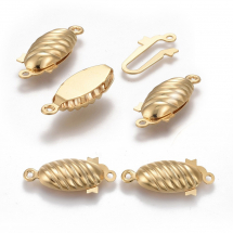 Zapięcie Pudełko, Stal Nierdzewna, Pozłacane 24K, 21x8x5mm, Otwor 1.2mm, 5szt (13WB27368)