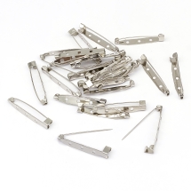 Baza do Broszki, Szpilka do Rękodzieła i Biżuterii, Żelazne, Platynowy, 3 otwory, 38x6mm, Otwór 2mm, 25szt (13WB27989)