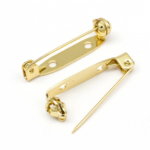 Baza do Broszki Szpilka, Mosiądz, klasa AAA, Pozłacanie 18K, 28x5x6mm, Pin 1mm, 2szt (13WB27992)