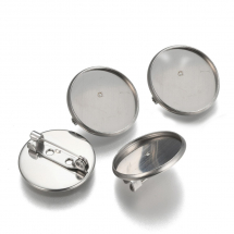 Baza do Broszki z Zapięciem Agrafką, Okrągła, Stal Nierdzewna do Rękodzieła i Biżuterii, 22x6mm, 4szt (13WB27998)